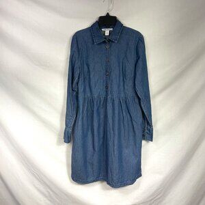 Nine West Jeans Y2K Long-sleeve Button-up Denim Dress Size XS